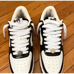 Bape Black and White Bapesta Sneakers